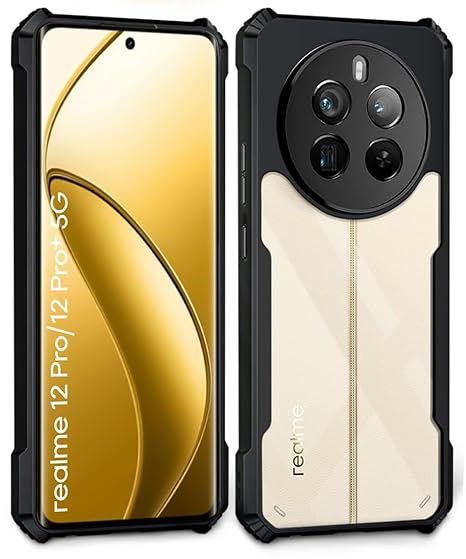 Realme 12Pro 5G|Realme 12Pro Plus 5G|P1Pro 5G-360° CameraProtection|Transparent Hybrid Backcase For MobileCover-Black