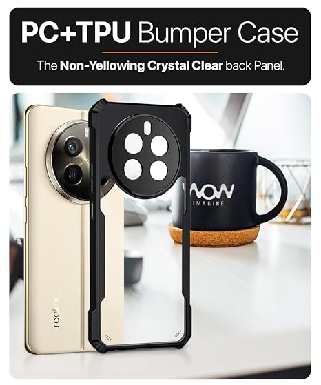 Realme 12Pro 5G|Realme 12Pro Plus 5G|P1Pro 5G-360° CameraProtection|Transparent Hybrid Backcase For MobileCover-Black