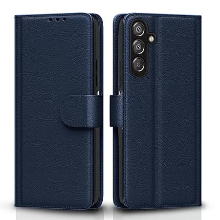 Flip Cover Samsung Galaxy M35 5G (Blue) Leather Finish | Inside TPU with Card Pockets | Wallet Stand and Shock Proof | Complete Protection Flip Case for Samsung Galaxy M35 5G (Blue)
