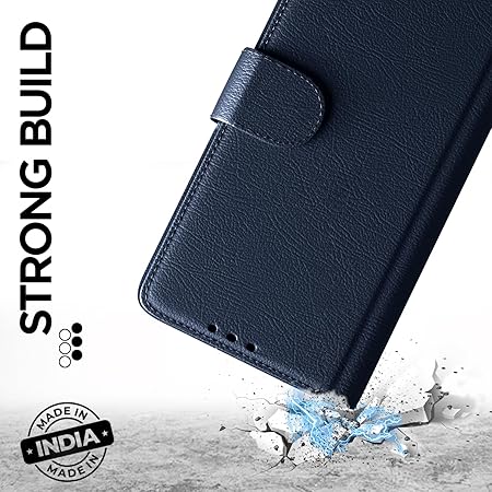 Flip Cover Redmi 13C 5G Leather Finish | Inside TPU with Card Pockets | Wallet Stand and Shock Proof | Complete Protection Flip Case for Redmi 13C 5G(Blue)