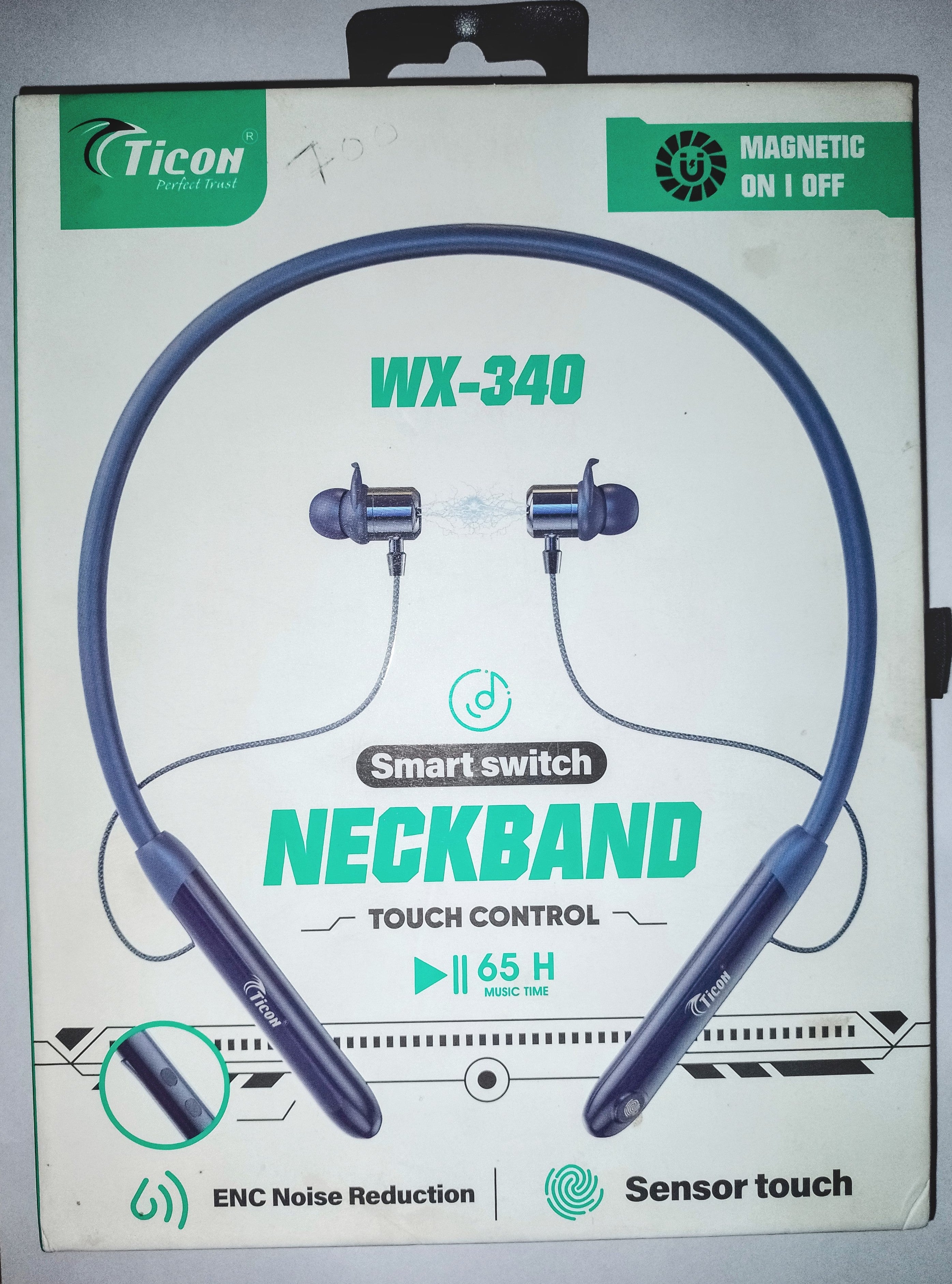 Ticon WX-340 Neckband – Touch Control with Smart Switch