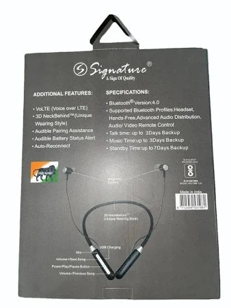 NECKBAND SIGNATURE, Signature Mix Model Neckband – Wireless Bluetooth Earphones with Long Battery Backup (Random Model)(2355)